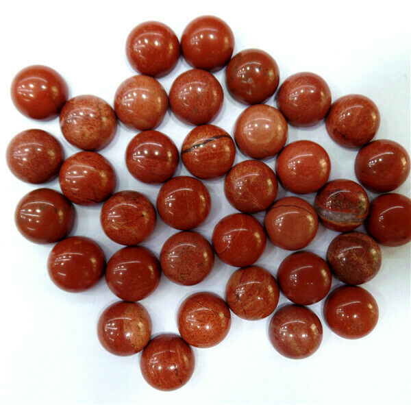 100Pcs 8mm Wholesale Natural Red Jasper Round Cab Cabochon HH7051