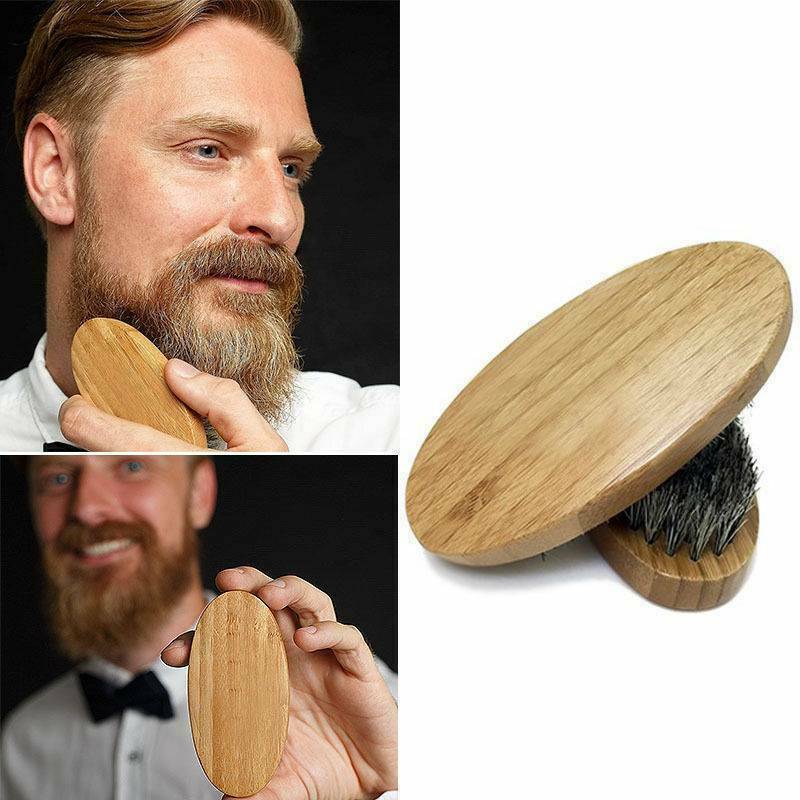 Mens Mustache Brush Hard Round Wood Boar Hair Bristle Beard Military Handle Comb