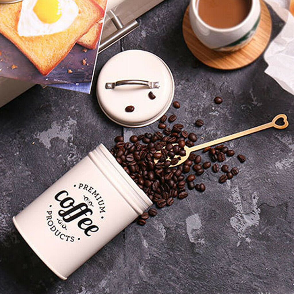 3x Retro Tea Coffee Sugar Canister Kitchen Storage Jar Pot Tin Iron w/ Lid