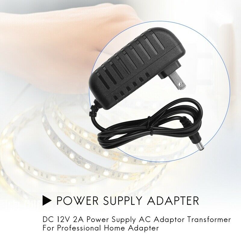 Ac/Dc 12V 2A 24W Power Supply Adapter Transformer For 5050 3528 Led Strip LighY8