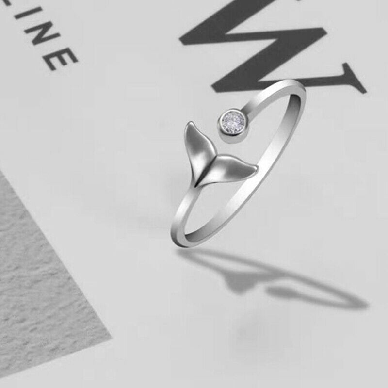 Adjustable Mermaid Tail Open Ring Simple Lovely Fashion Jewelry for Women Gi Rf