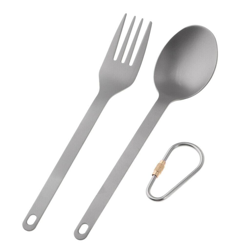 Outdoor Titanium Tableware Flatware Spoon Fork Spork Spoon Fork with Buckle