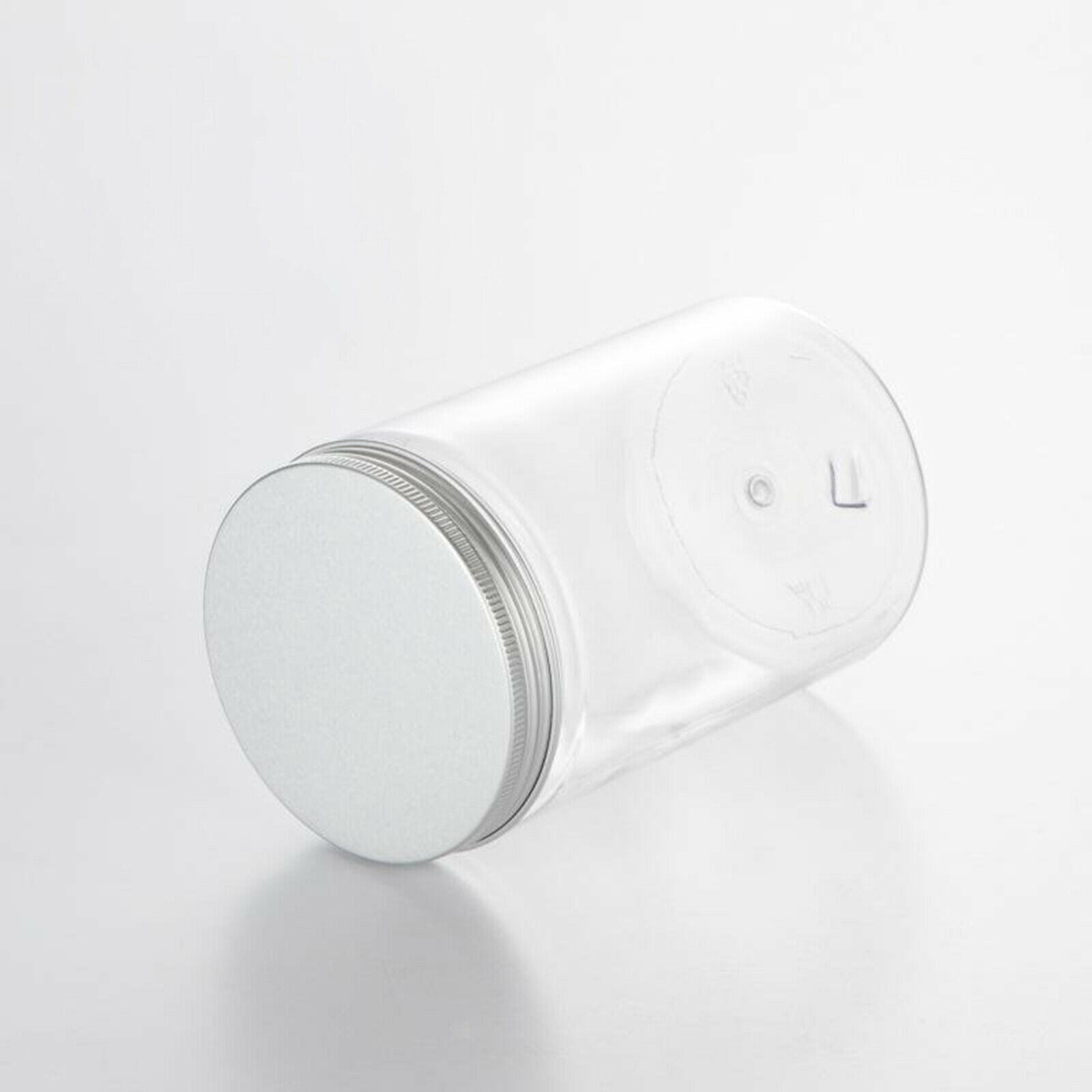 6Pcs Clear Cylinders Empty Plastic Storage Jars w/Aluminium Screw Lids