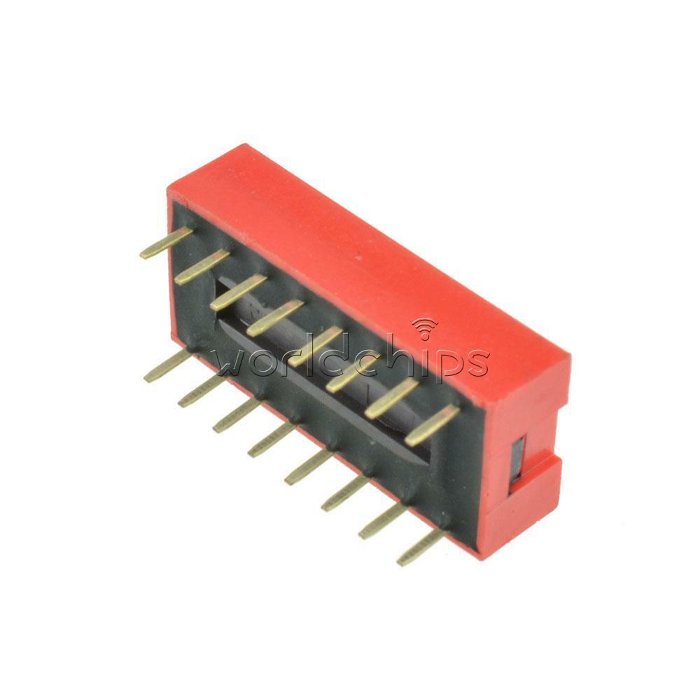 10PCS Red SlideType Switch Module DIP 8 2.54mm Pitch 8 PositionWay 8-Bit