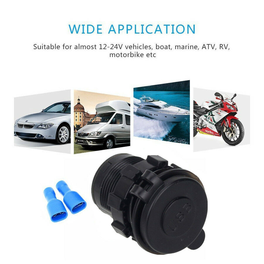 Dual USB Charger Socket Power Outlet 4.2A with Voltmeter &Wire In-line 10A Fuse