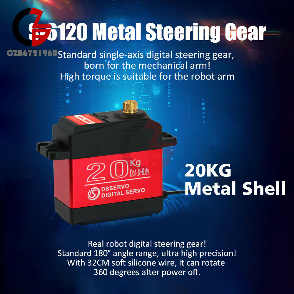 Waterproof  180 Degree 20kg High Torque Metal Gear Digital RC Servo Motor