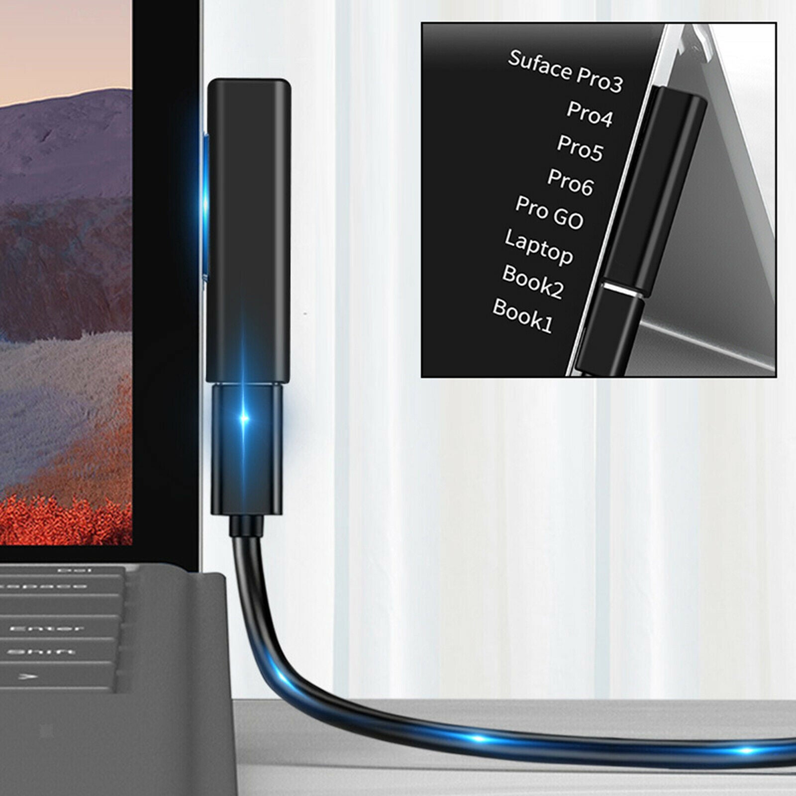 USB 3.1 Charging Adapters for Microsoft Surface Pro Works with 3A USB-C Cable