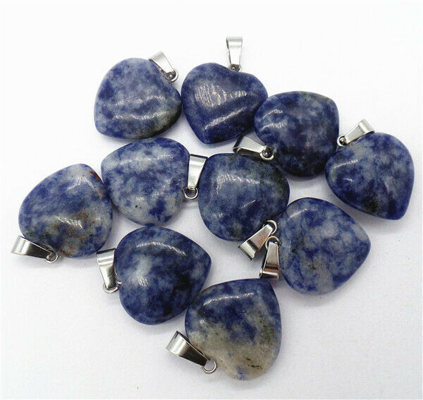 100Pcs 20x20x7mm Natural Blue&White Sodalite Love Heart Pendant Bead HH8316