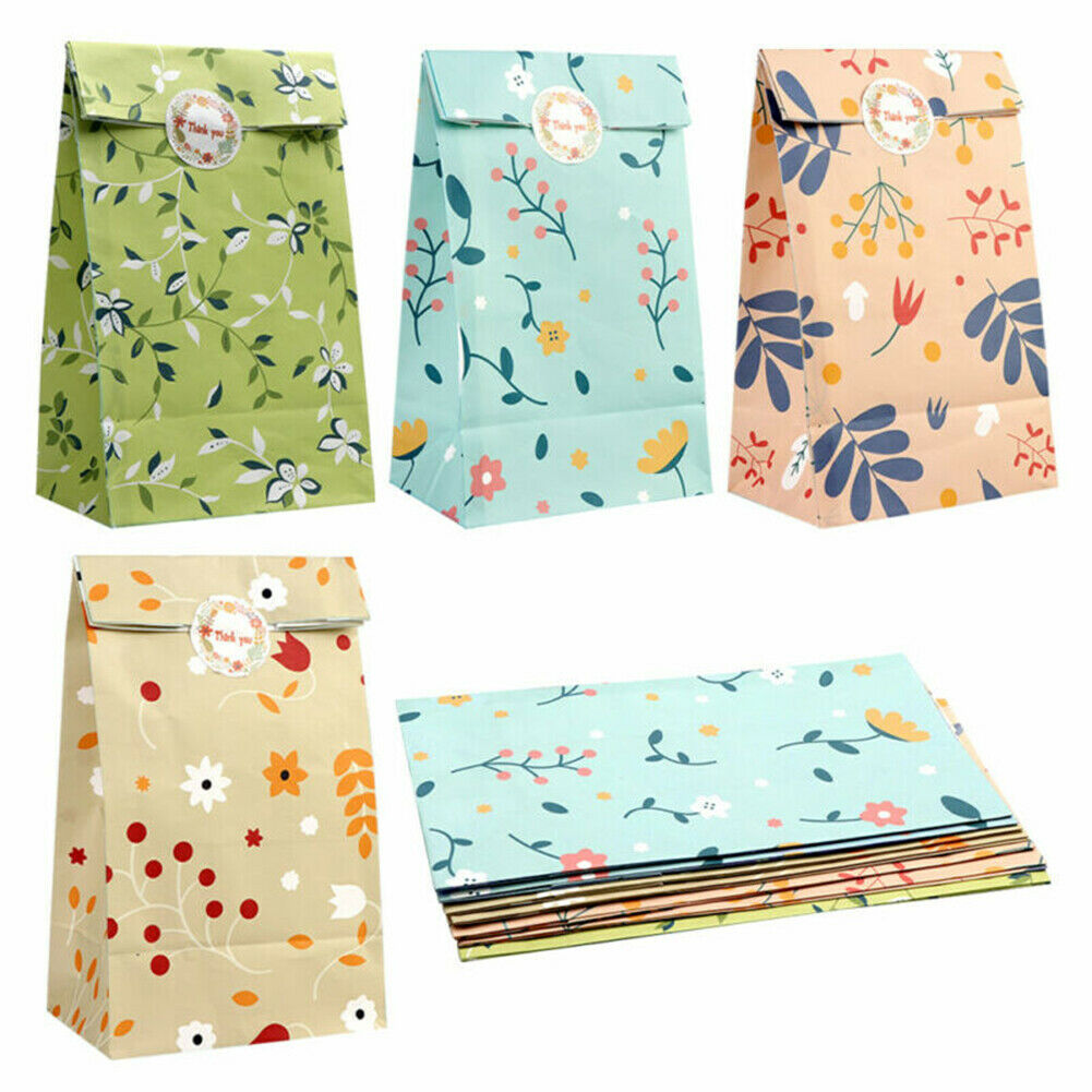 24Pcs Floral Party Favor-Bags Flower Paper Bag Goodie Candy Treat-Bag Gift wq00