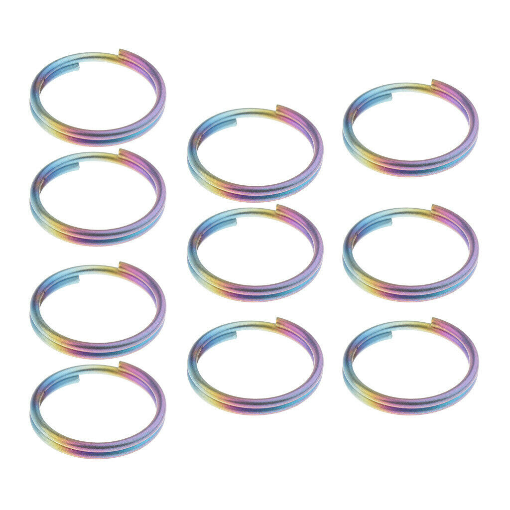 10 Pieces Titanium Key Split Keyrings Keychains  Clasps Keyfobs 14mm