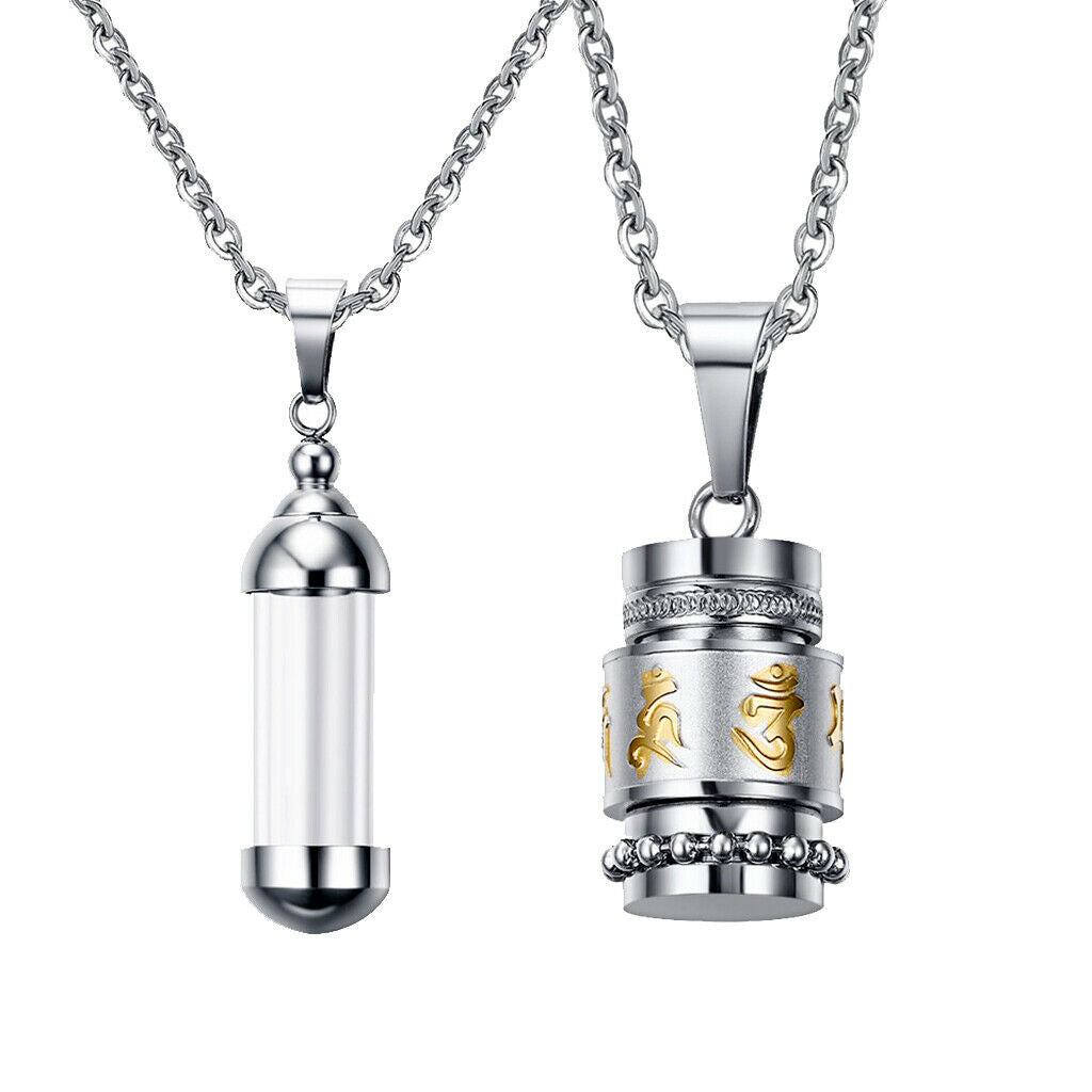 Stainless Steel Tube Urn Keepsake Cremation Memorial Pendant Necklace