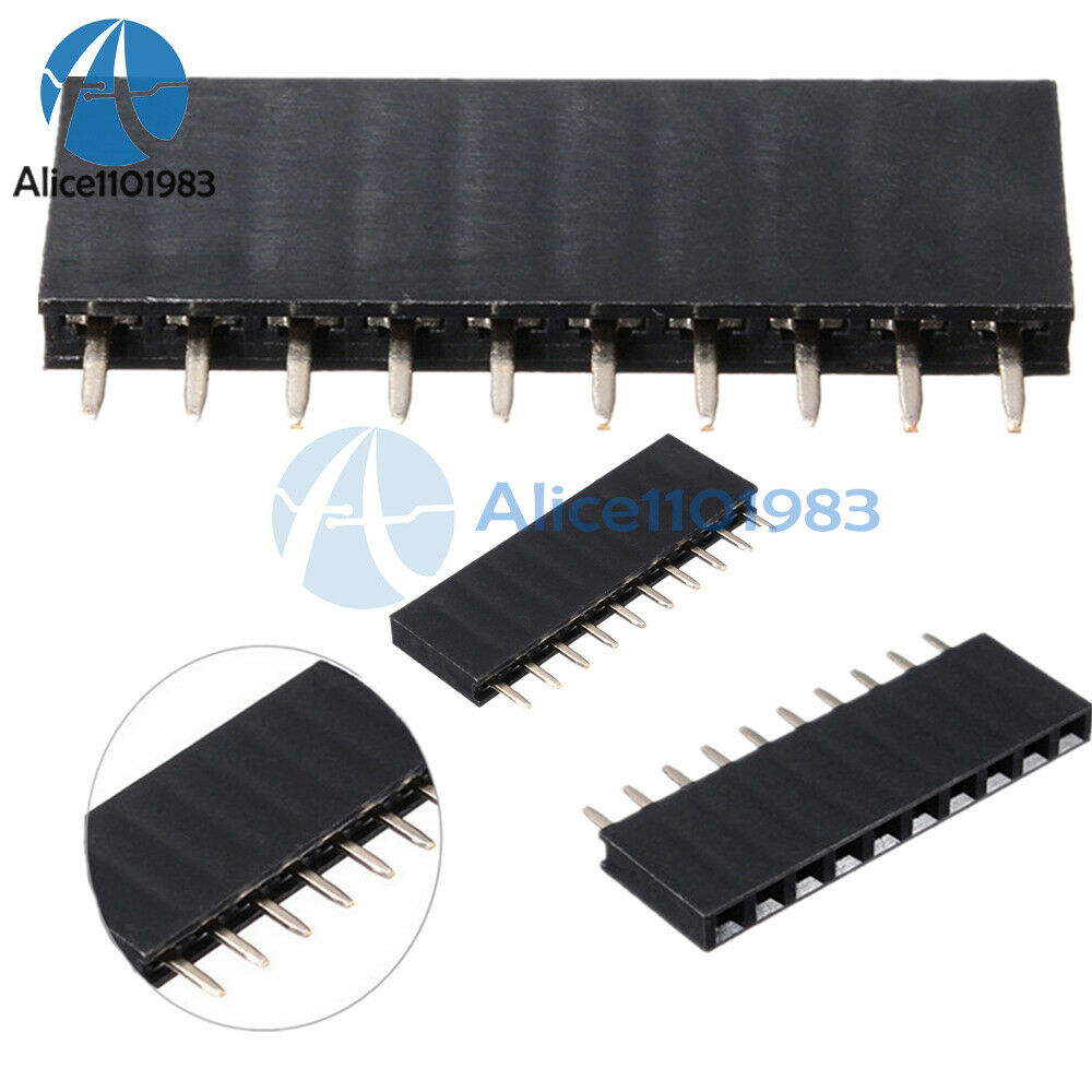 100PCS 2.54mm 1x10 Single Row 10Pins PCB Straight Socket Female Header