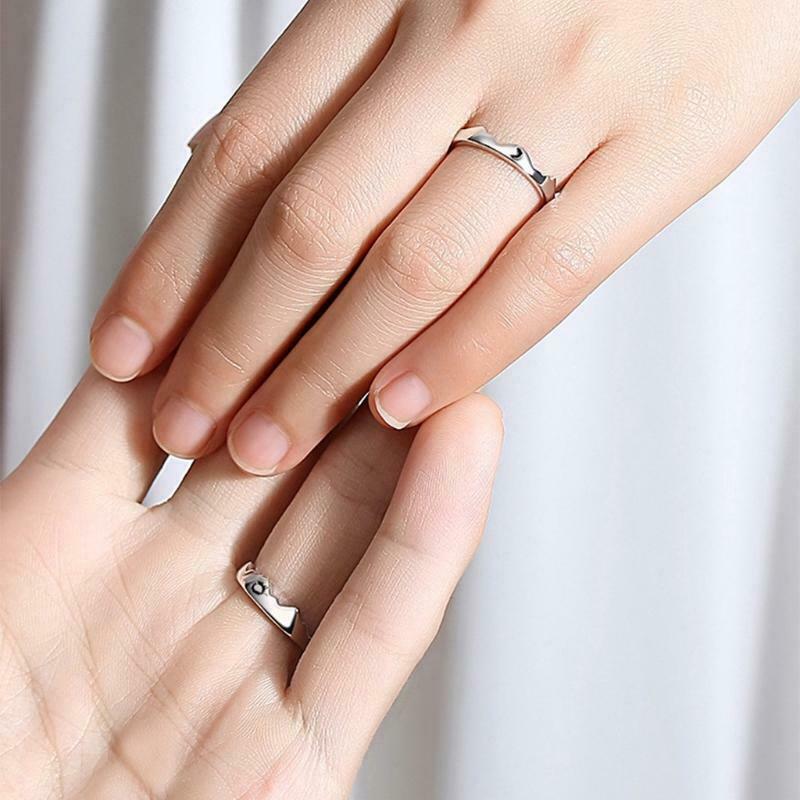 Couple Rings for Women Men Adjustable Couple Matching Promise Wedding Ring