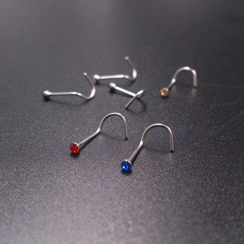 Reliable Mix Colors Rhinestone Nose Studs Screw Ring Bone Bar Body Pierci.l8