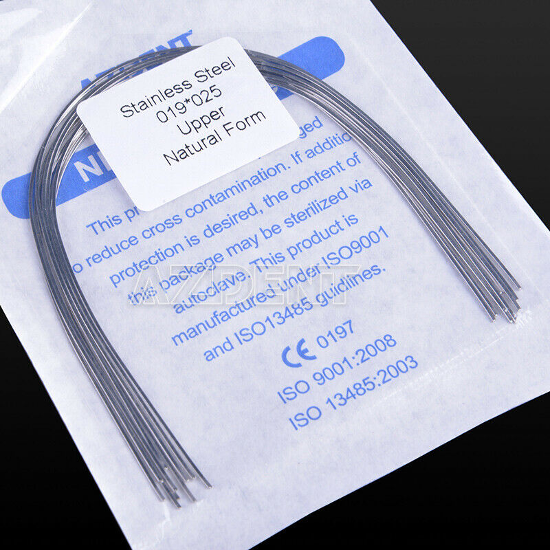 100X Dental Ortho Stainless Steel Natural Rectangular Arch Wires 019*025 upper