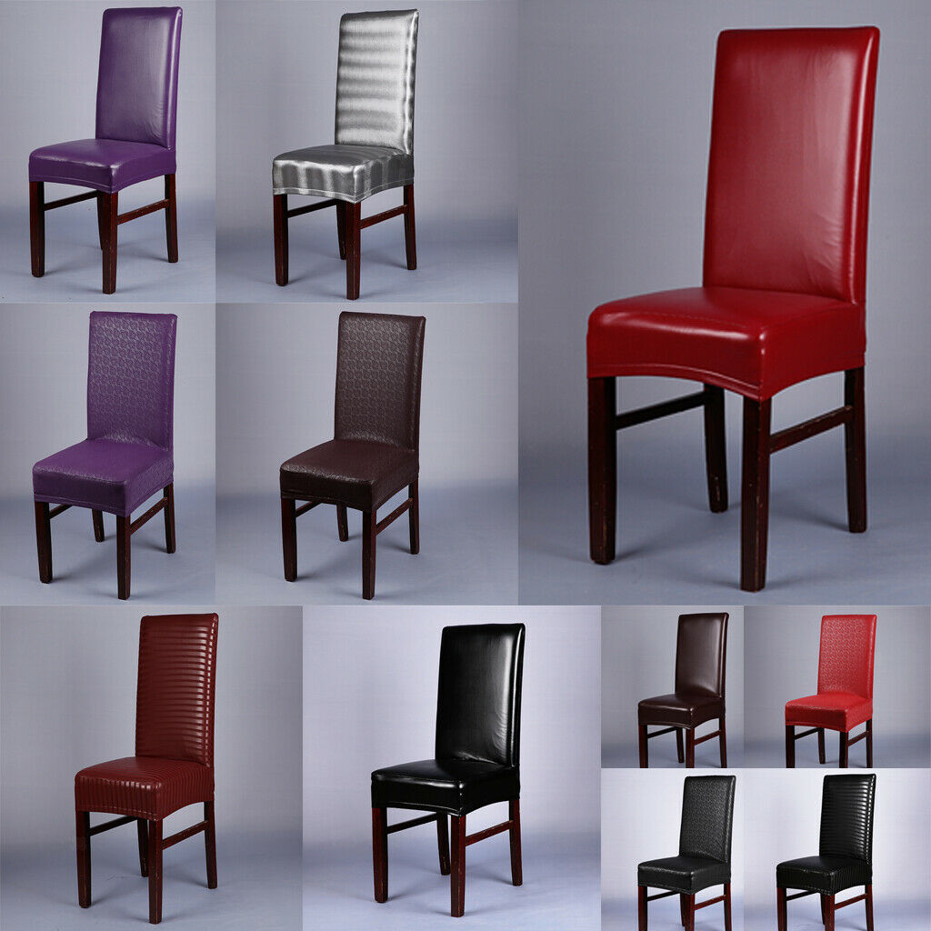 2xHome Restaurant Chair Siamese Elastic Leather Cover Brown E