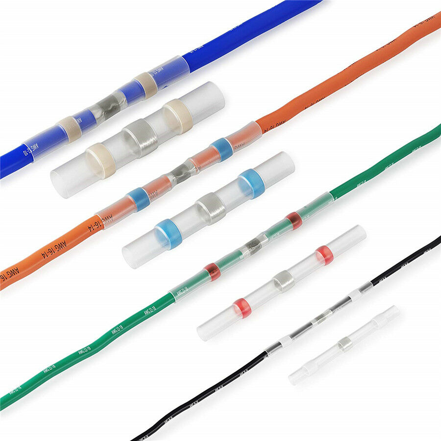 100X 16-14AWG Solder Sleeve Heat Shrink Tube Wire Terminal Connectors BLUE