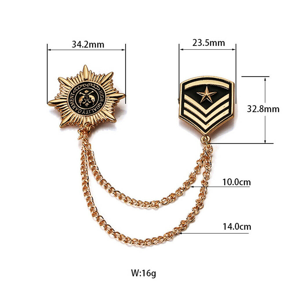 Medal Badge Chain Lapel Brooch Pin Fancy Dress Militray Uniform Corsage