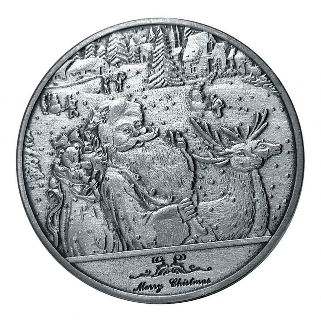 1Pc Merry Christmas Santa Claus Coins 40mm Collections Badge Gray