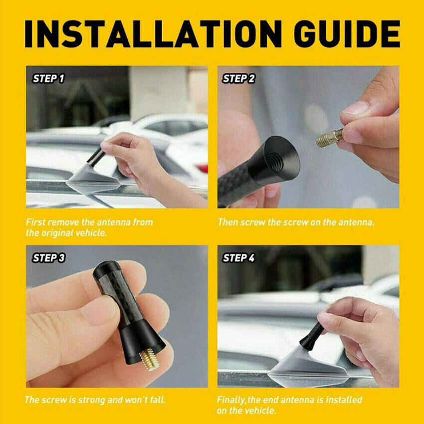 1.4inches Car Antenna Carbon Fiber Radio FM Antena Kit Universal with Screw
