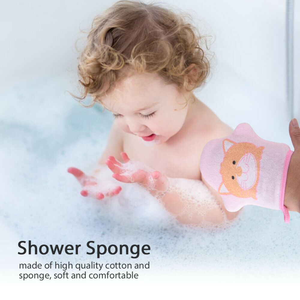 Cotton Baby Cartoon Pattern Bath Shower Sponge Kids Soft Bath Brush Scrubber