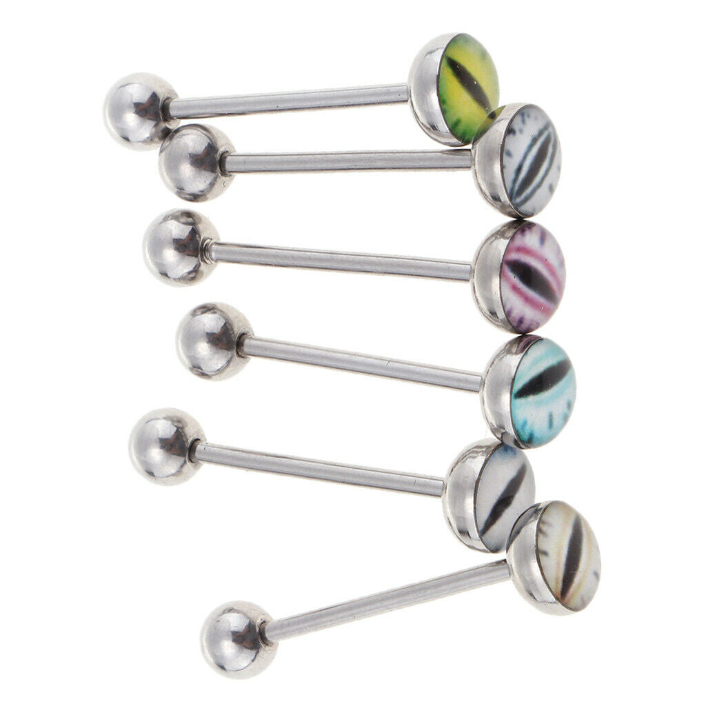 6 pieces Evil Eye Stainless Steel Navel Piercing Lip Tongue Navel Piercing 14g