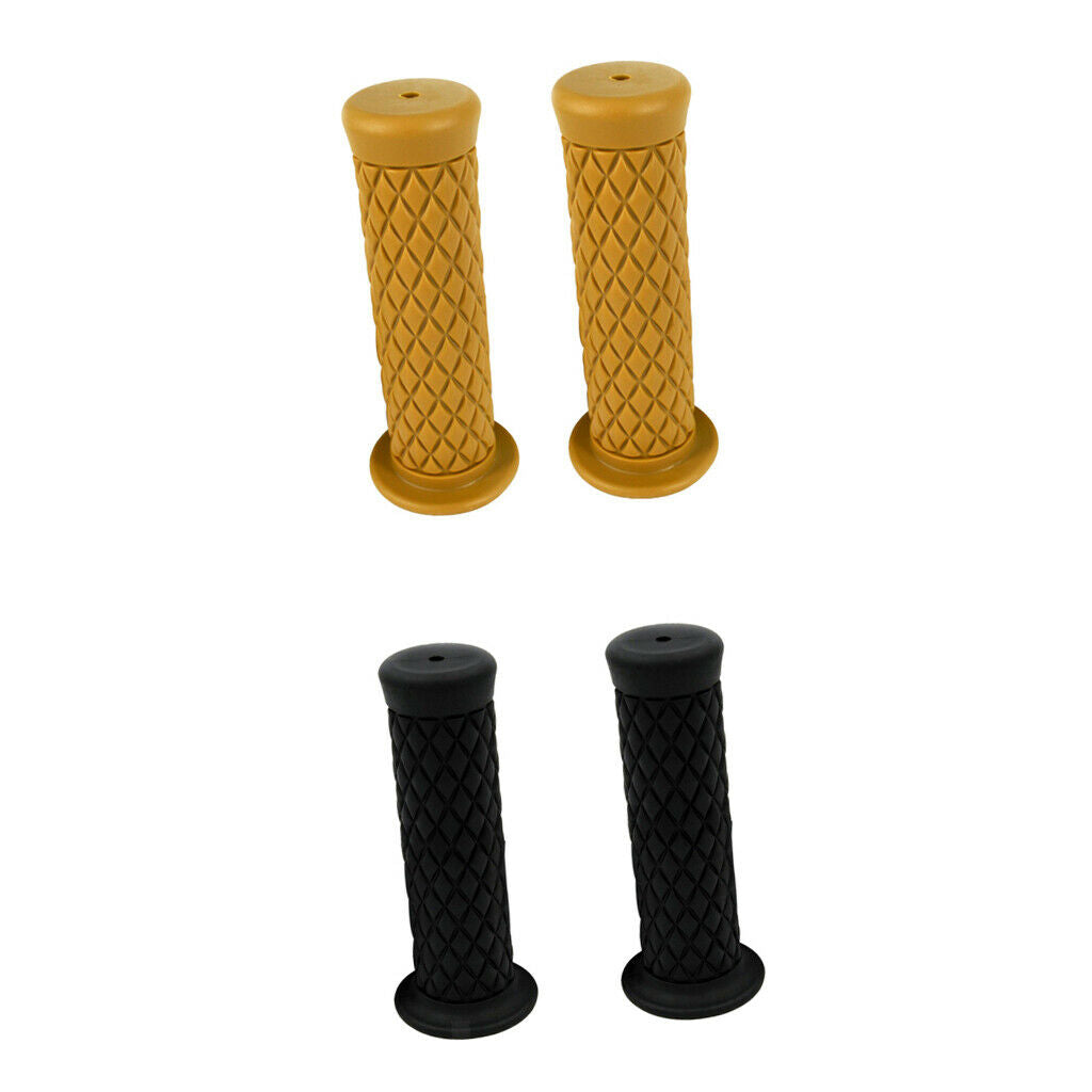 2 Pair Motorcycle Retro Handle Bar Handlebar Grips Yellow & Black