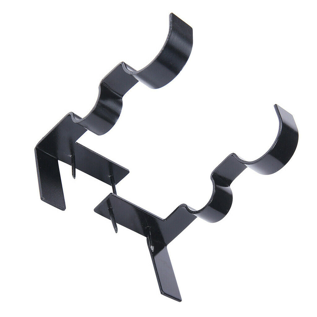 2x Curtain Brackets Metal Curtain Rod Holder Wall Rod+Screw Double_Black