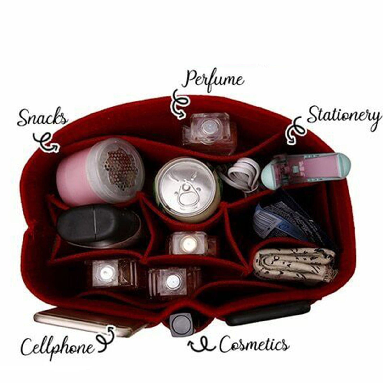 Multi Pocket Handbag Organizer Felt Purse Insert Bag fits Neverfull MM Speedy