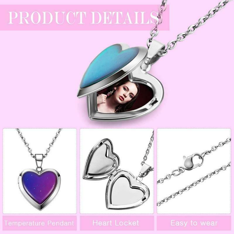 Temperature Sensitive Color Change Pendant Necklace with Stainless Steel Chain