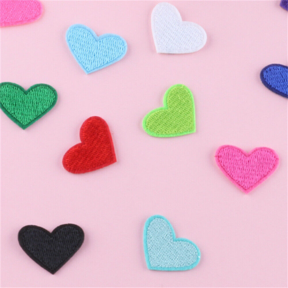 20 Mix Lot Sew On Patches Fabric Hearts For Crafts Embellishments Decors 20x26mm