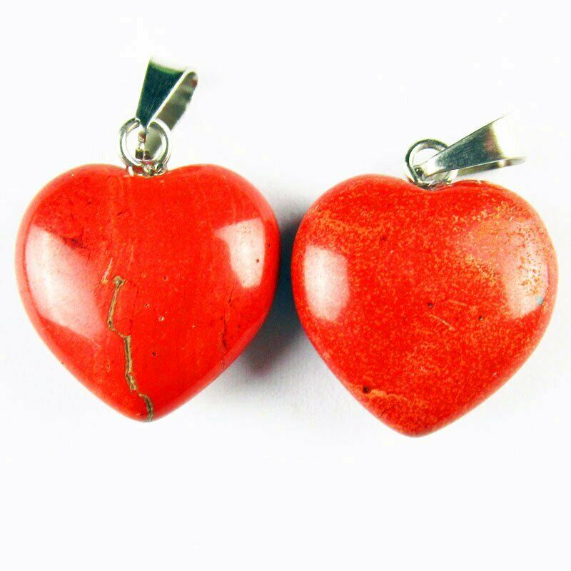 10pcs 27g Natural Red Jasper Heart Pendant Bead 16x16x7mm A-223SK