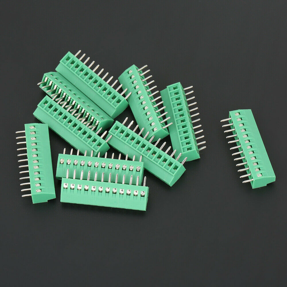 10pcs/set 12 Pin 2.54mm Pitch Green PCB Universal Screw Terminal Block Connector
