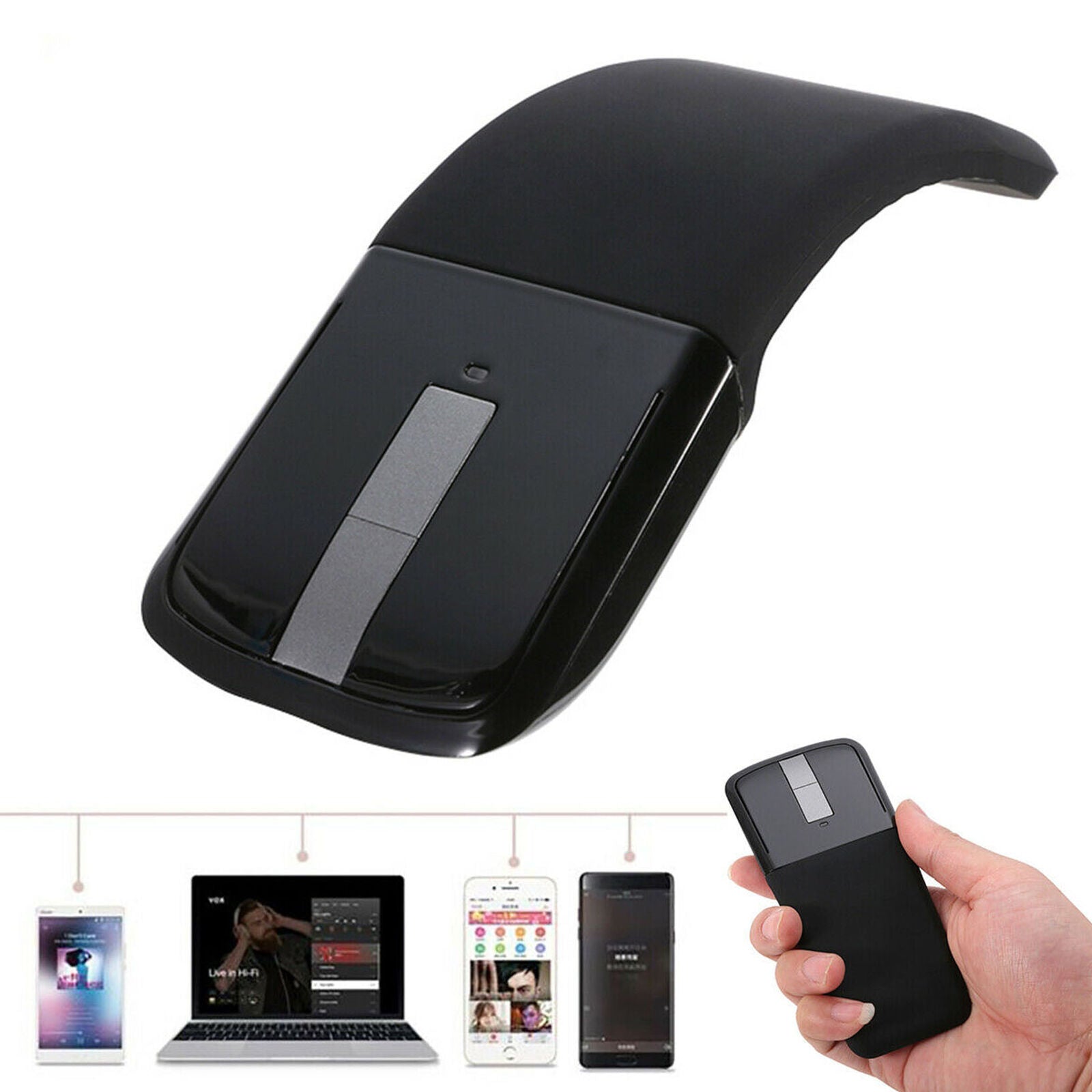 2.4Ghz Foldable Wireless Bluetooth Mouse Optical ARC Touch Computer Mice