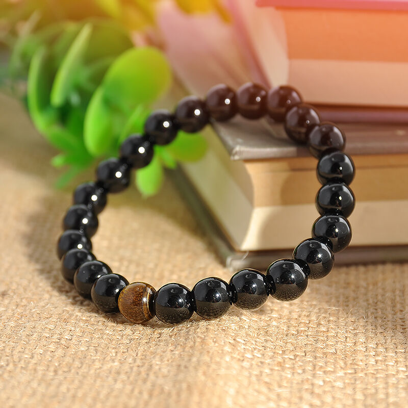 Classic Unisex Men's Women's Jewelry Agate Tiger Eye Beads Bangle Bracelet
