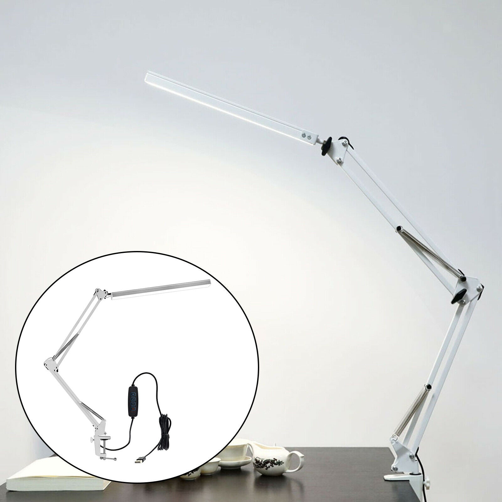 Folding Eye Protection LED Desk Lamp with Clamp Home Office Desk Light