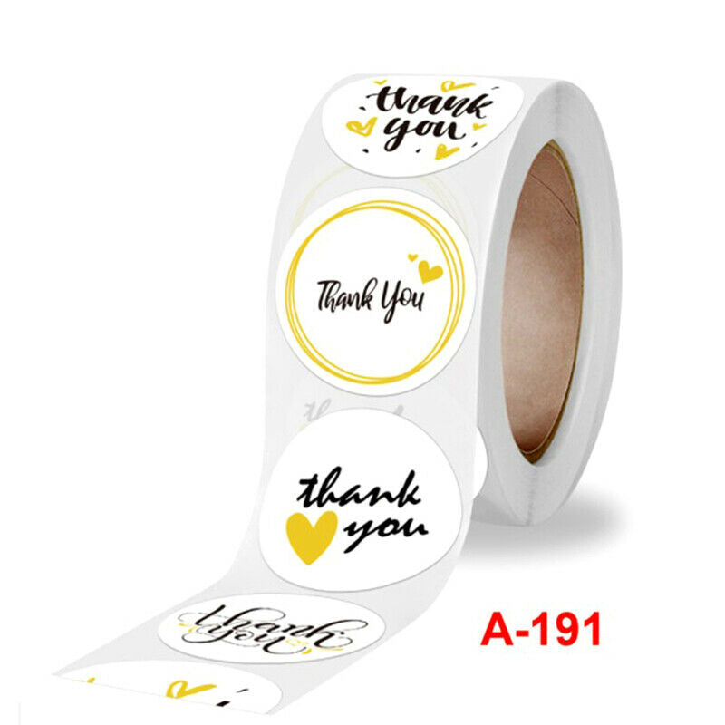 500* Thank You Stickers Hand Made With Love Labels Round-Heart Business S.l8