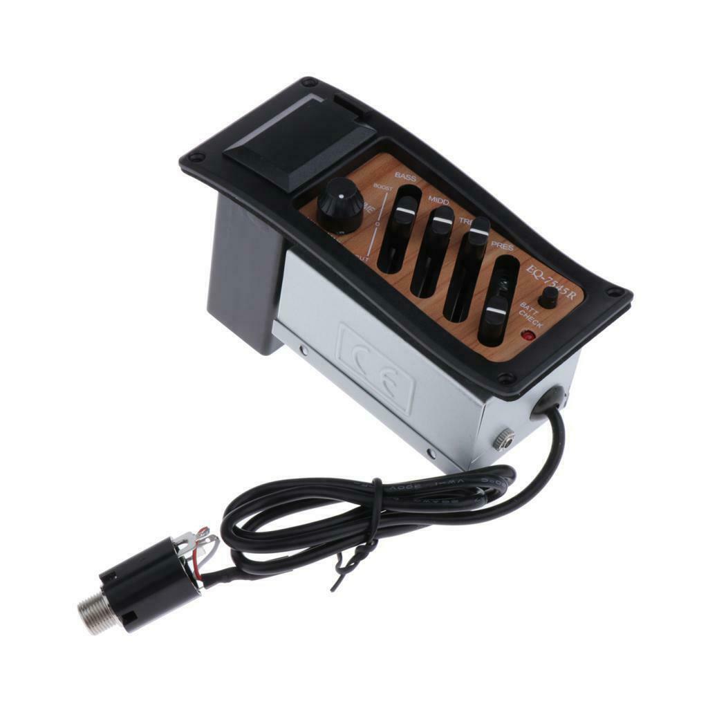 4 Band EQ Acoustic Guitars Preamp Piezo Pickup PRES Bass Middle Treble Control