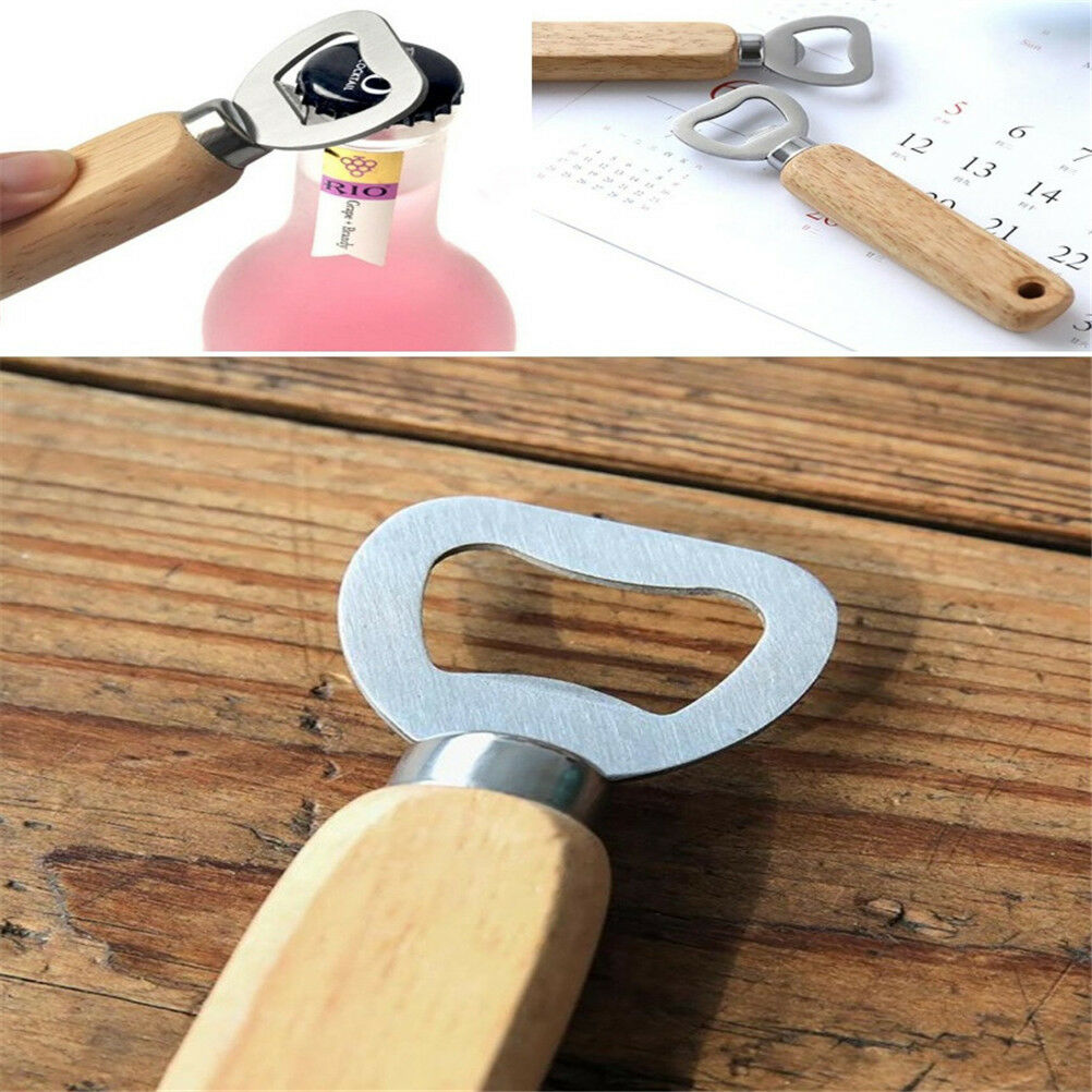 Wood Handle Bartender Bottle Opener Wine Beer Soda Glass Opener Kitchen Nice