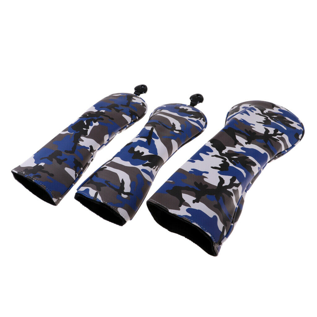 3pcs Waterproof Premium PU Golf Headcover No. 1 3 5 Wood Driver Protector Set