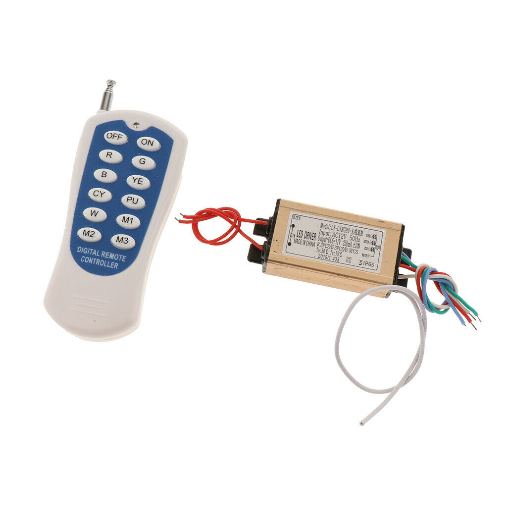 AC12-24V 3-18W Remote Control RGB Underwater Light Driver Power Supply