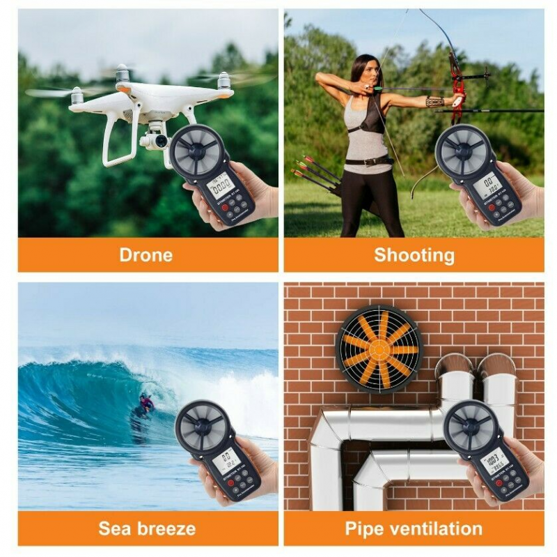 Digital LCD Handheld Anemometer Air Flow Meter Wind Volume Wind Speed Instrument