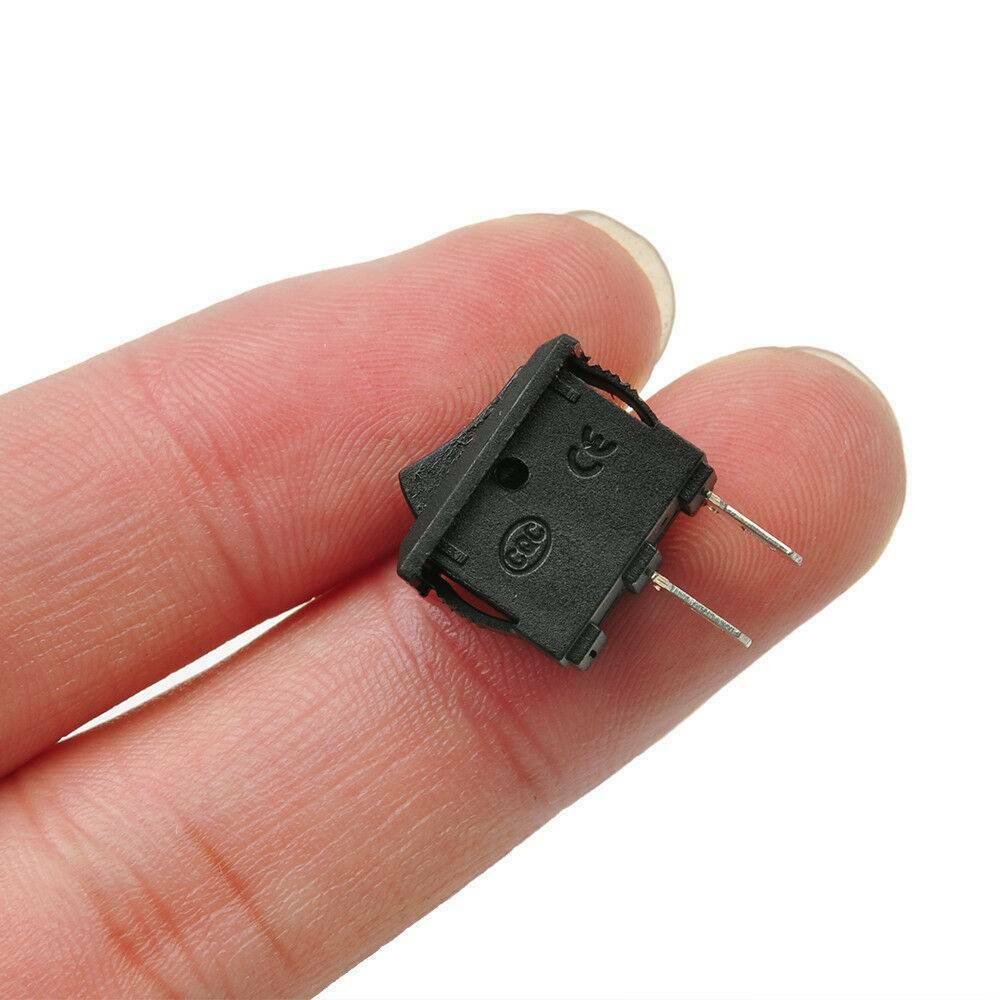 10pcs DC 12V 16A 10x15mm SPST ON/OFF Switch Mini Black 2 Pin Rocker Switch Tools