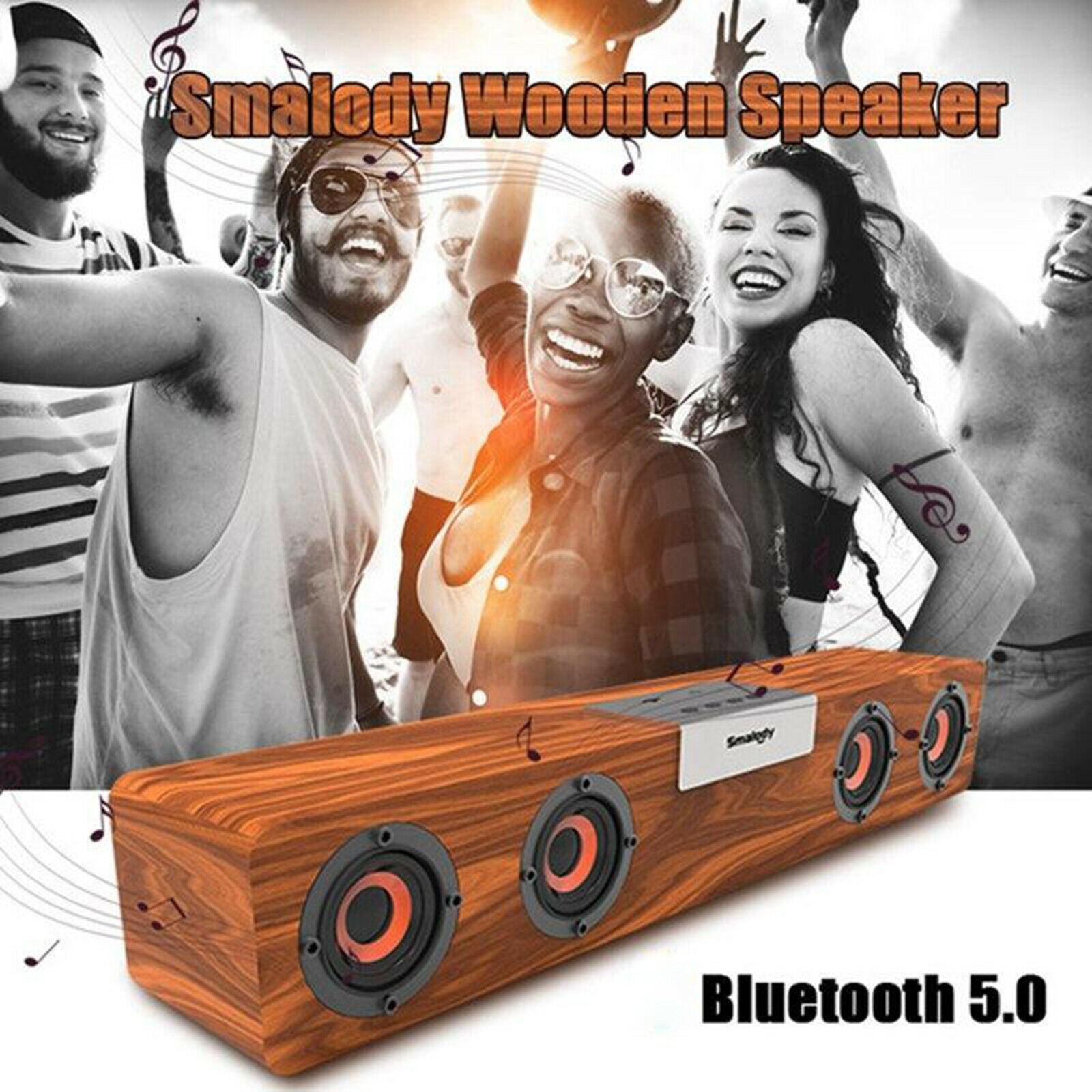 Wireless 20w Wooden Soundbar 4 Bass Enhancement Speakers for Home