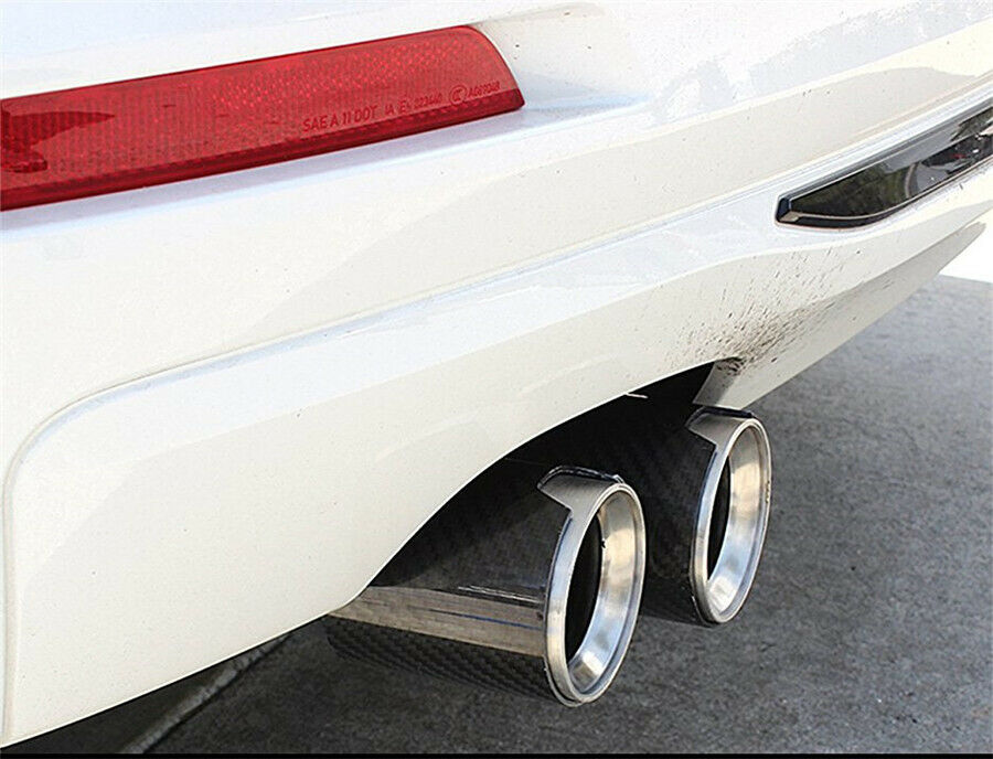 Universal Carbon Fiber Exhaust Pipe Tips 2.5'' In 3.5'' Out Real Carbon Fiber