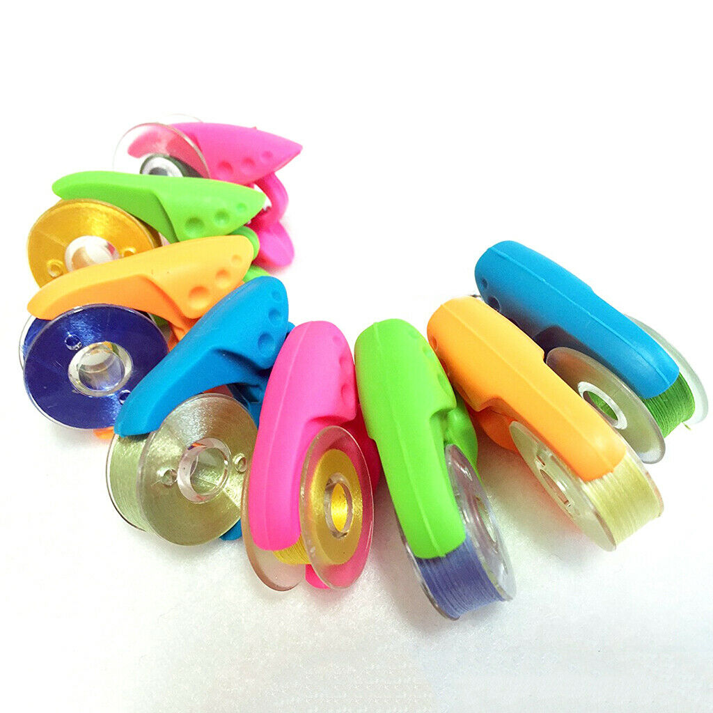 24pcs Assorted Color Silicone Bobbins Holder Clamps Clips