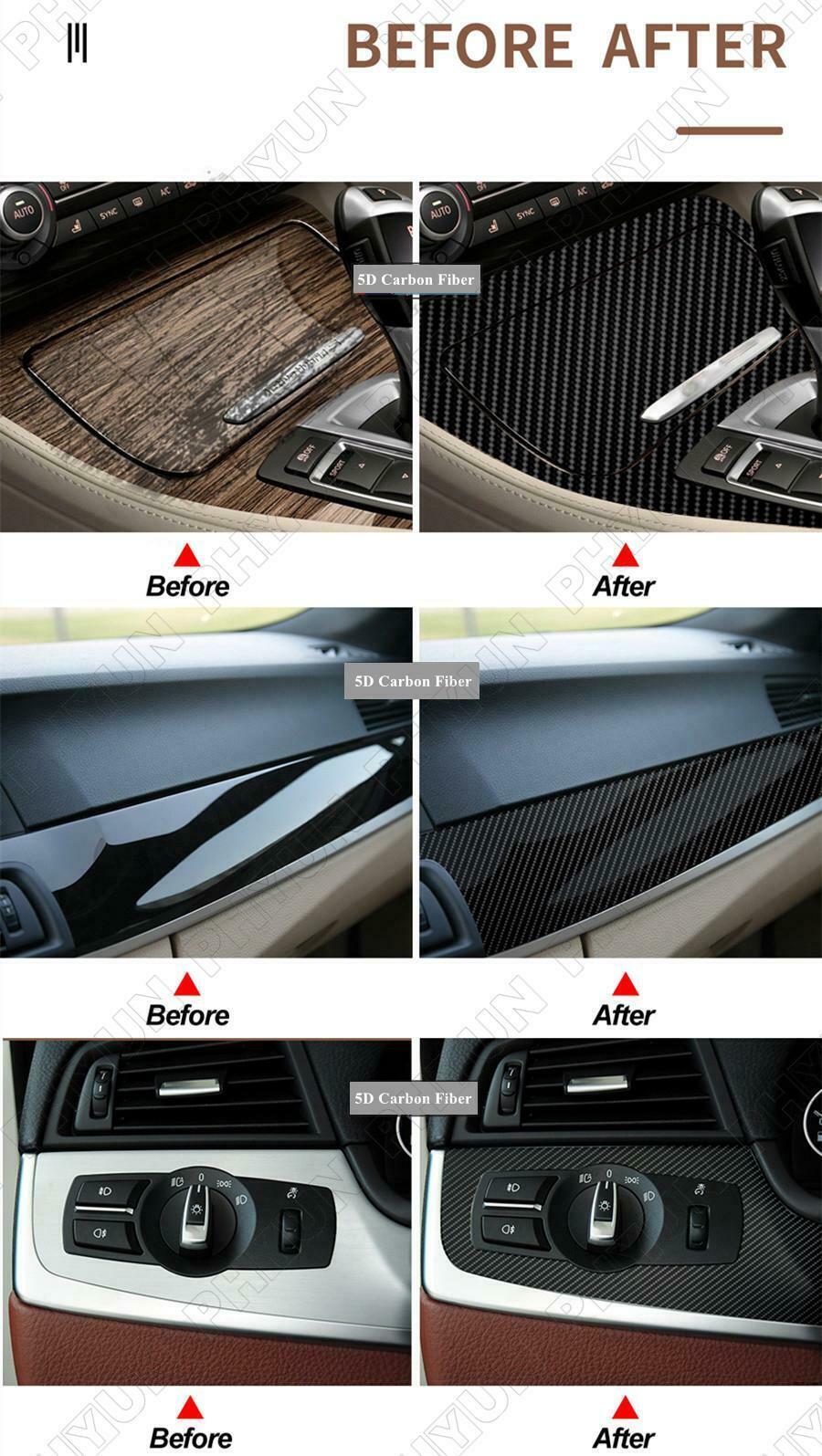 For 2011-2017 BMW 5 Series F10 F18 Interior DIY Trim Stickers Carbon Fiber Style