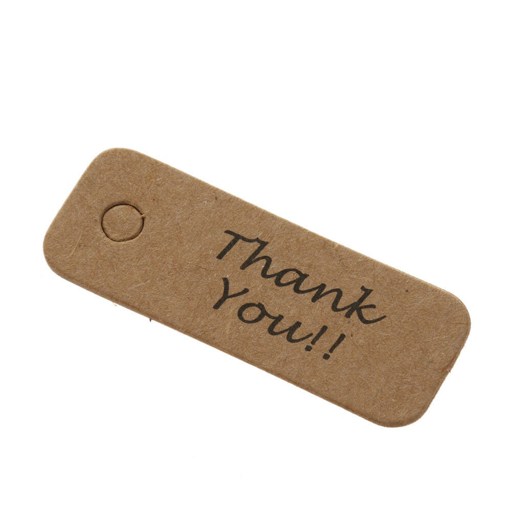 100pcs Thank You Christmas Kraft Paper Gift Tags Labels Hanging Cards Brown