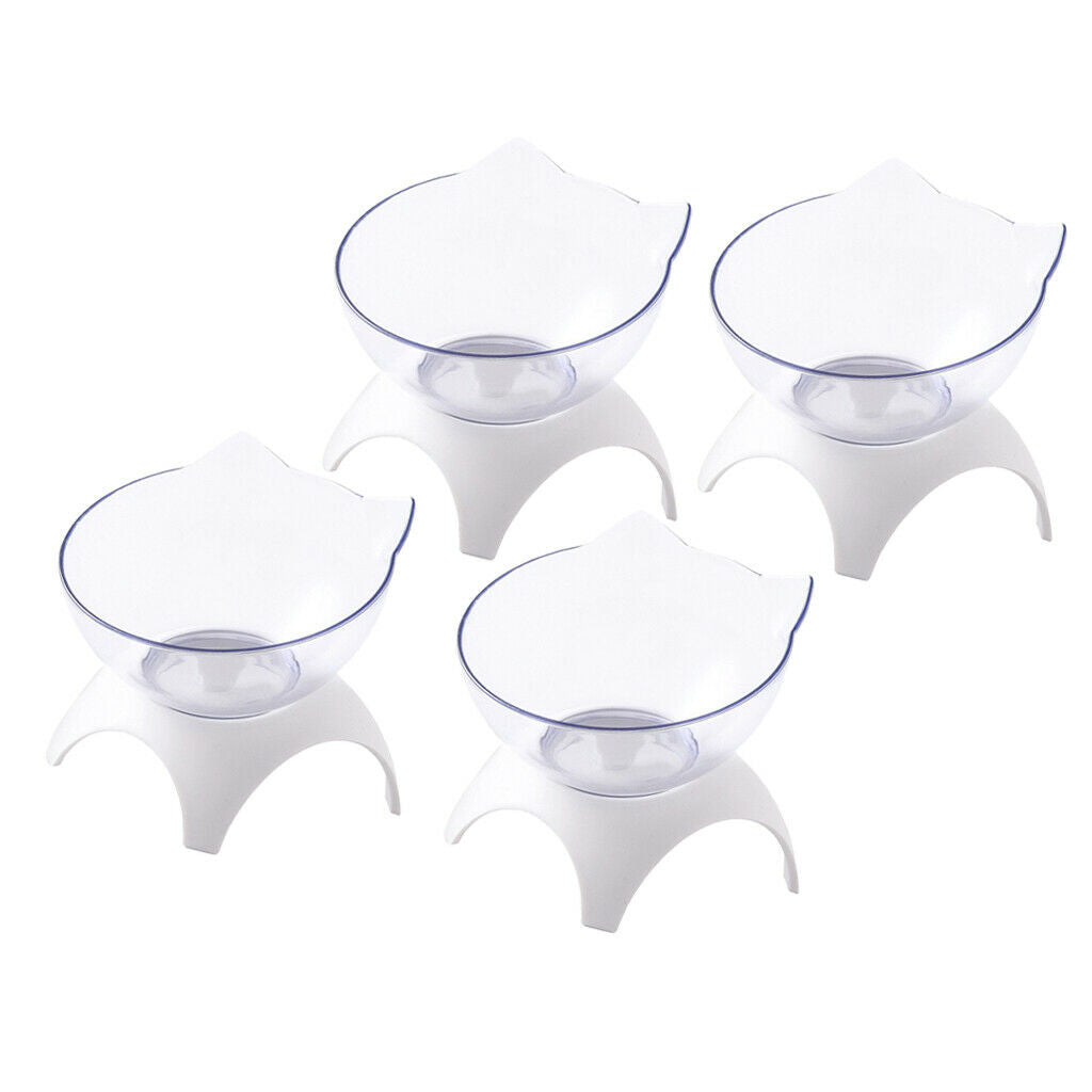 4x Round Cat Dogs Elevated Bowls Raised Feeder For Small Pet Teddy Rabbits