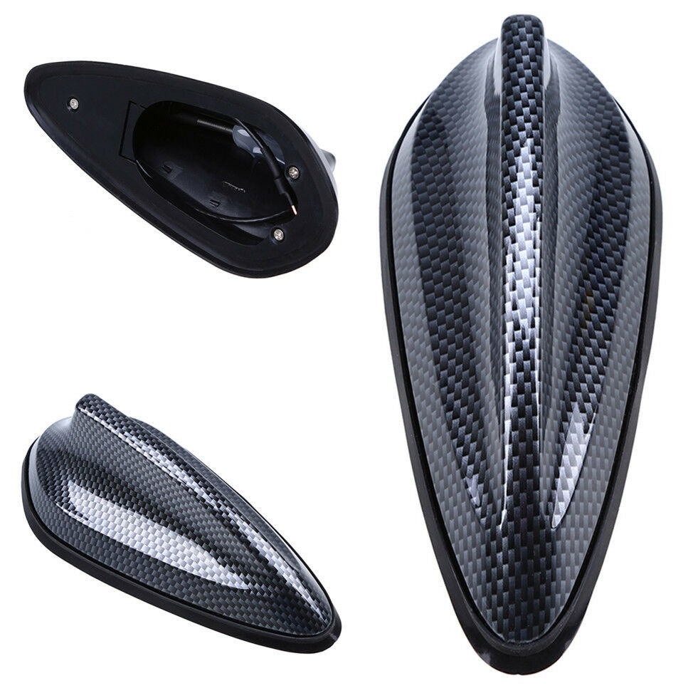High Gloss Carbon Fiber Style Fin Antenna Radio Signal Aerial for Car Roof Decor